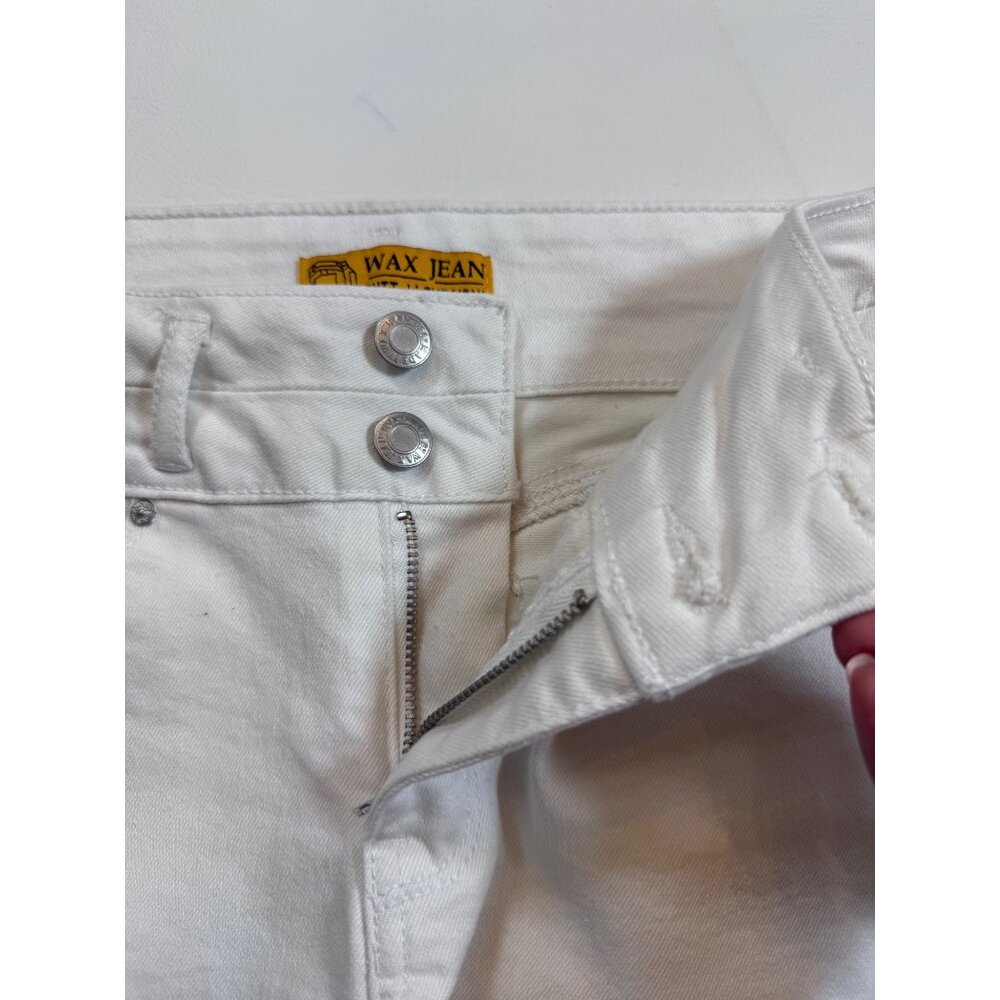 Wax Jean White Denim High-Waisted Cuffed Shorts S Cotton Blend (KK243) - Picture 8 of 8